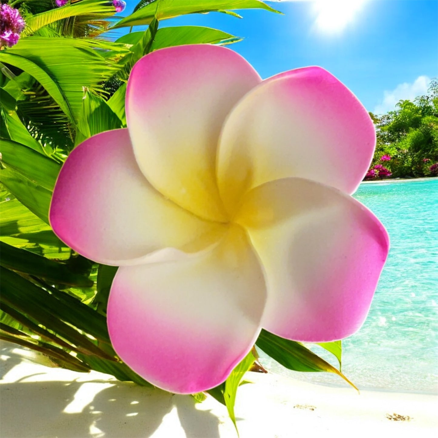 🌺 Barrette Fleur Plumeria – Évasion Hawaïenne au Bout des Cheveux !