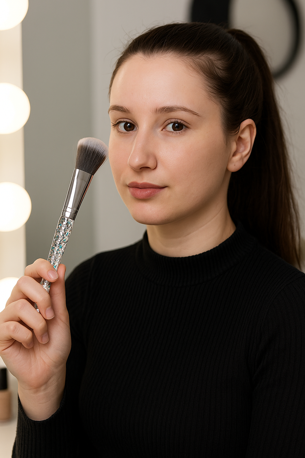 Pinceau de maquillage à paillette pour fond de teint – Brillance & Précision