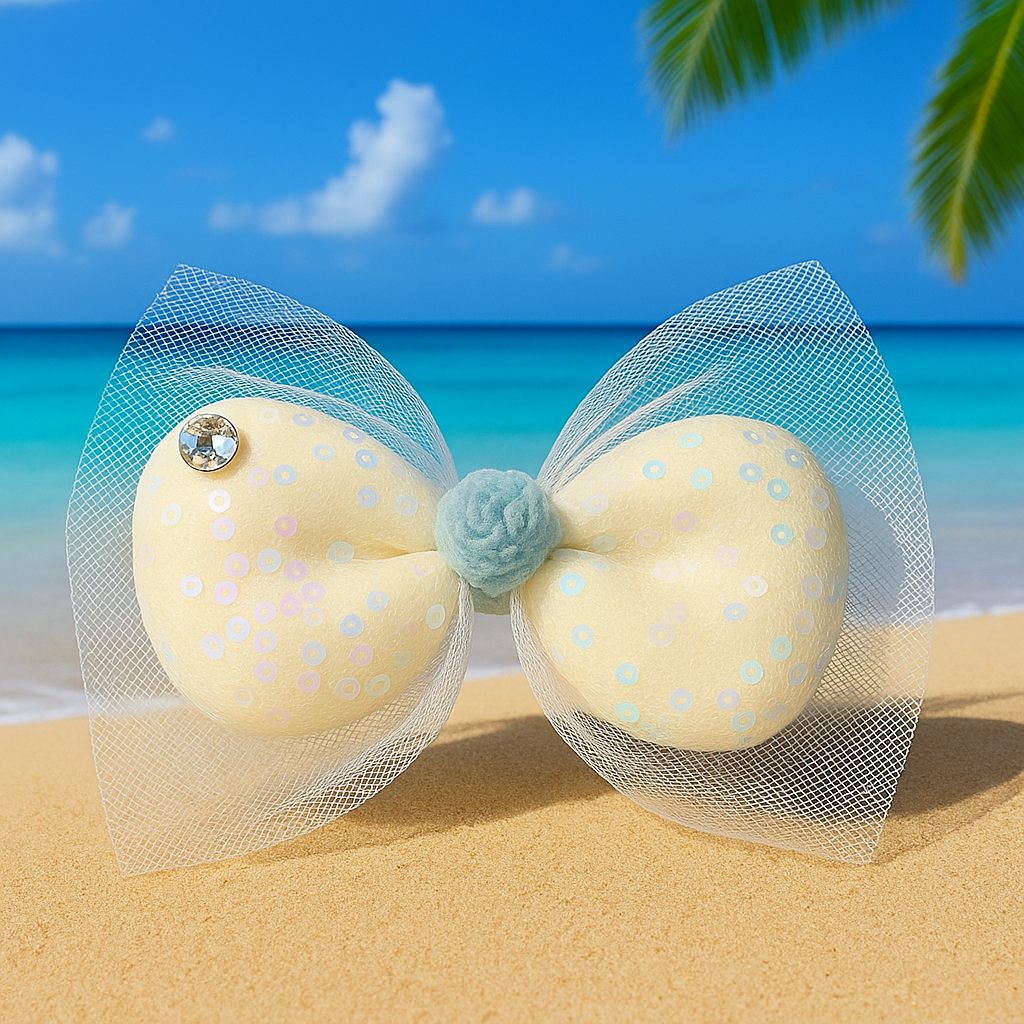 Pince à Cheveux Fille – Tulle Pailleté & Strass Cœur