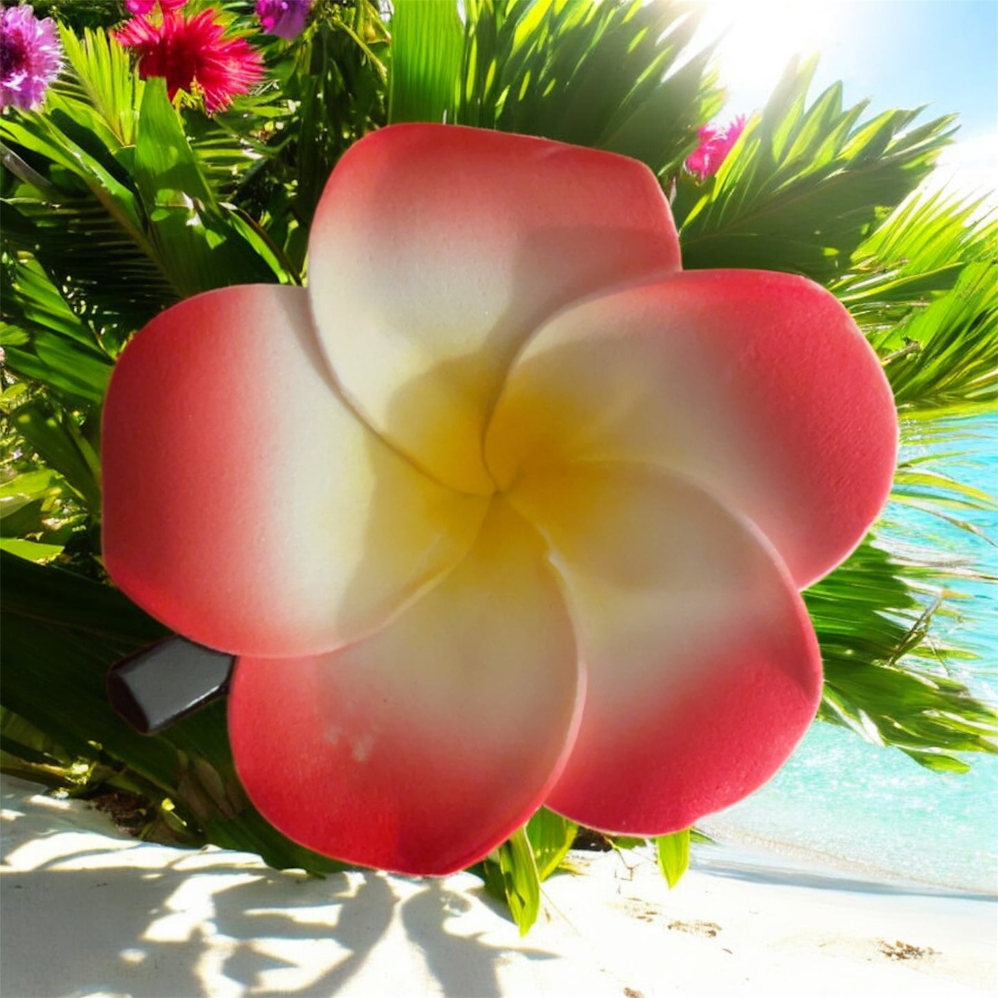 🌺 Barrette Fleur Plumeria – Évasion Hawaïenne au Bout des Cheveux !