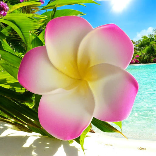 🌺 Barrette Fleur Plumeria – Évasion Hawaïenne au Bout des Cheveux !